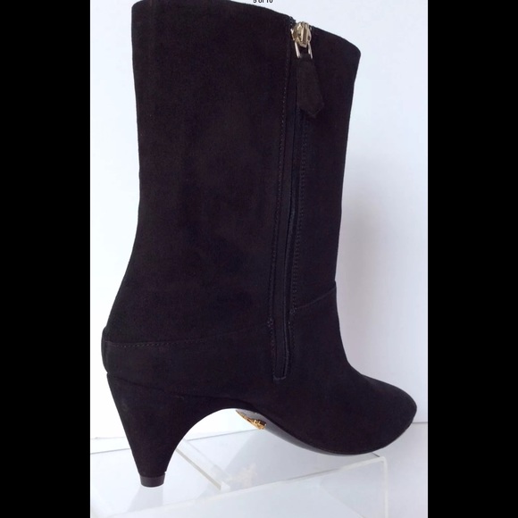New Prada Mid Black Suede Comma Boots - Picture 3 of 7